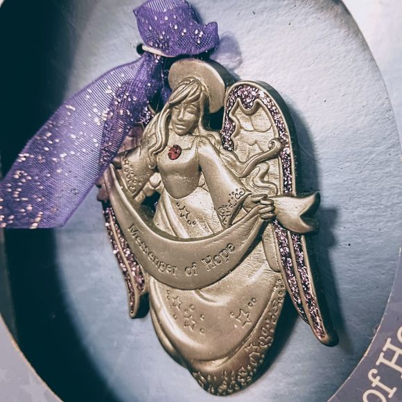 Gloria Duchin Pewter Swarovski Crystal Ornament Whispering Secrets Of Angel HOPE - Picture 2 of 9